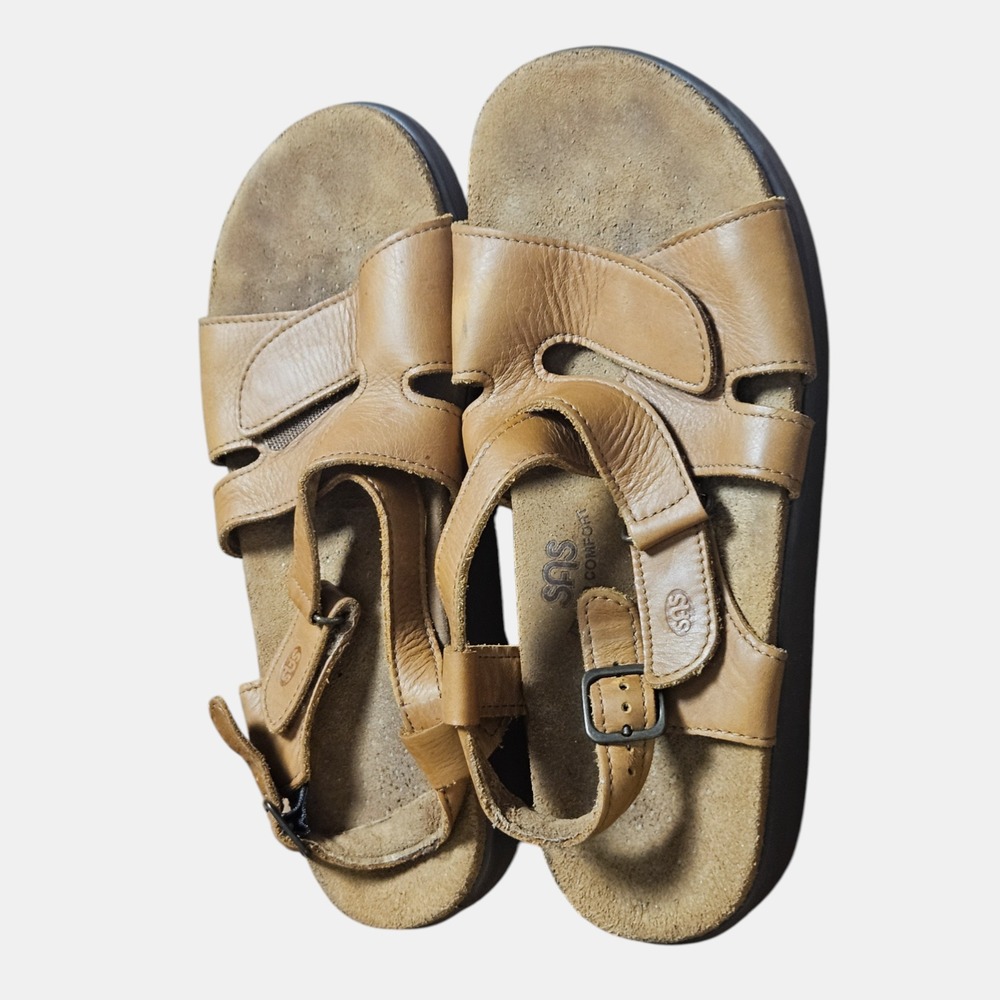 SAS Huggy Cross Strap Sandals Caramel 11 Tripad Comfort Cushioned Leather Straps